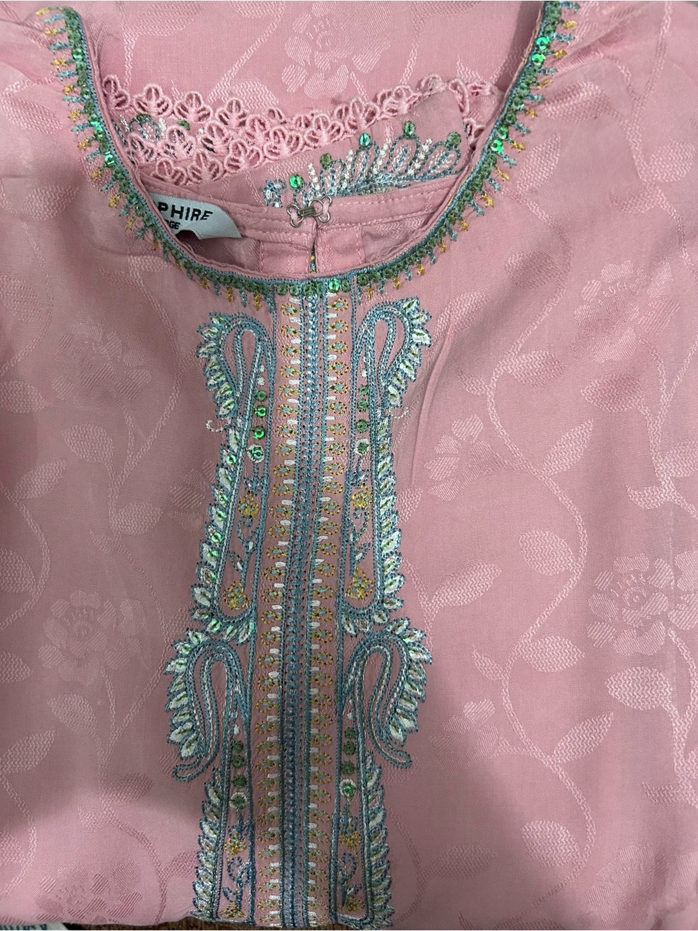 Sapphire Large 3pc embroidered pink suit with light sequins detailing